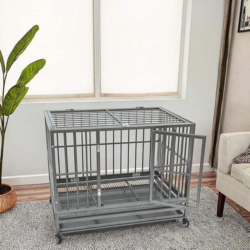 Gabbia per cani metallici a tubo pesante aperto Gabbia per cani metallici a tubo pesante aperto