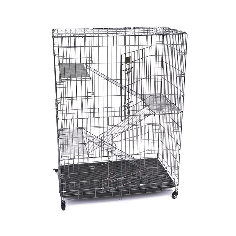 Gabbia di gatto in metallo a filo interno grande a 4 livelli con ruote Gabbia di gatto in metallo a filo interno grande a 4 livelli con ruote