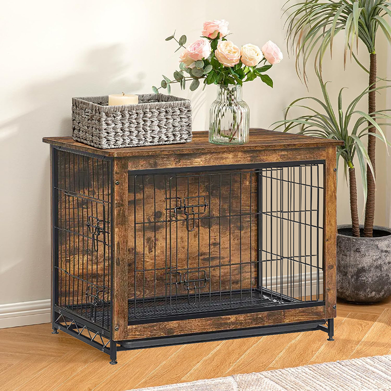 Cage per cani in legno interno rustico marrone Cage per cani in legno interno rustico marrone