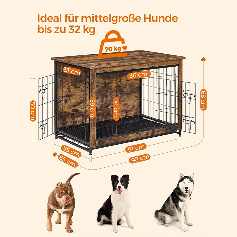 Cage per cani in legno interno rustico marrone Cage per cani in legno interno rustico marrone