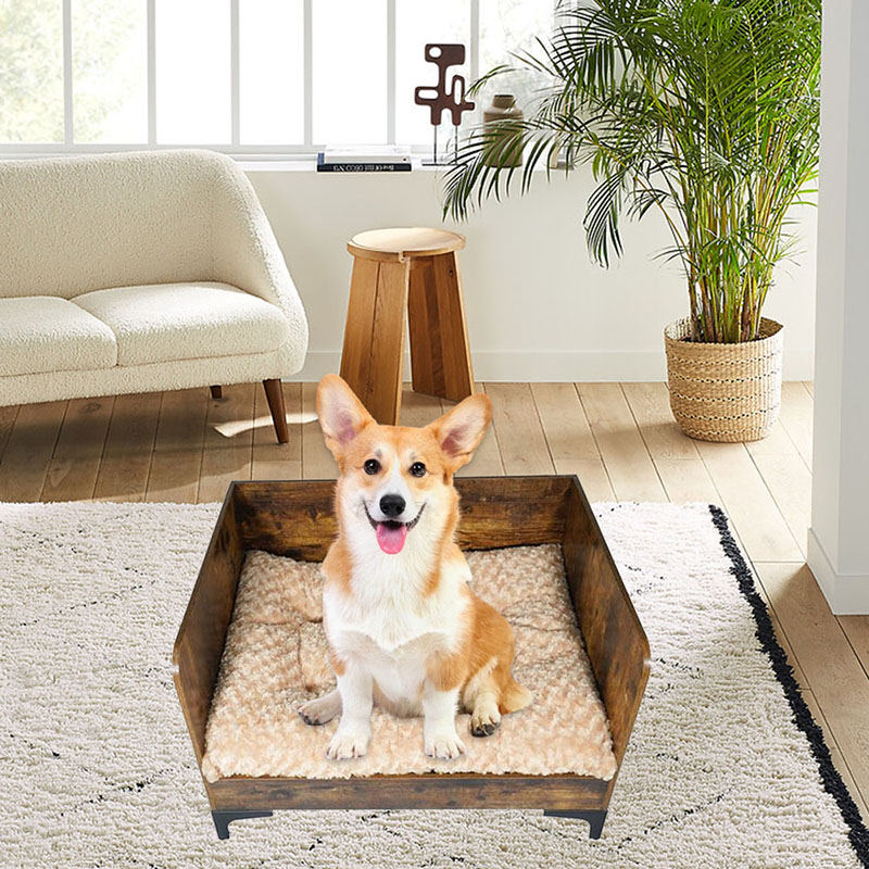 Moderno letto per cani elevato in legno interno con telaio Moderno letto per cani elevato in legno interno con telaio