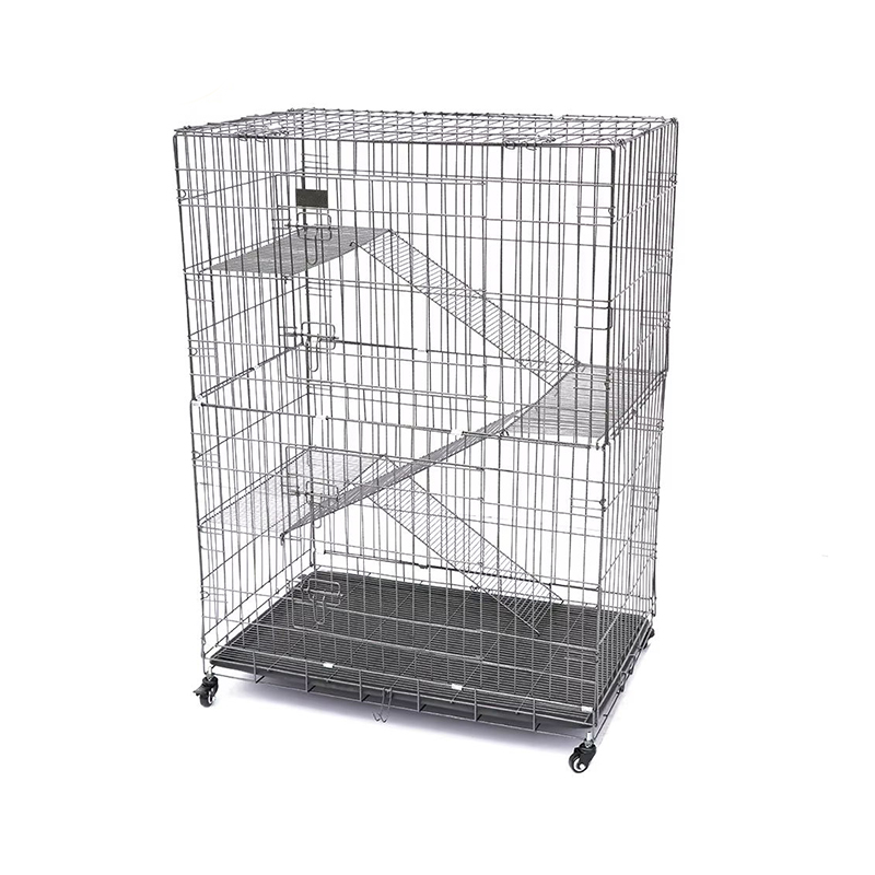 Gabbia di gatto in metallo a filo interno grande a 4 livelli con ruote Gabbia di gatto in metallo a filo interno grande a 4 livelli con ruote