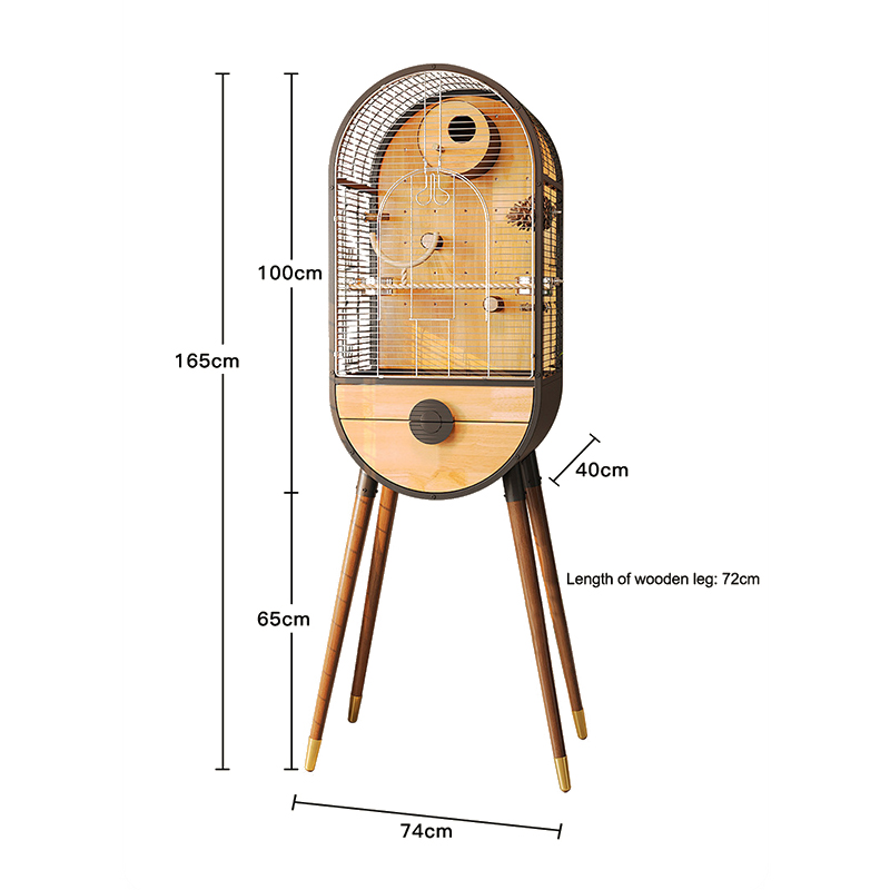 Gabbia per uccelli in legno in acciaio naturale rimovibile villa pappagallo Gabbia per uccelli in legno in acciaio naturale rimovibile villa pappagallo