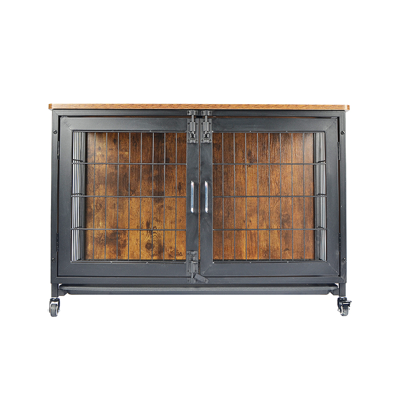 Gabbia per cani in stile mobili in legno con ruote