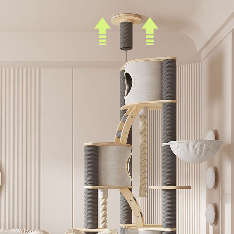 Torre Pavimento al soffitto Talbero gatto in legno in legno massiccio interno Torre Pavimento al soffitto Talbero gatto in legno in legno massiccio interno