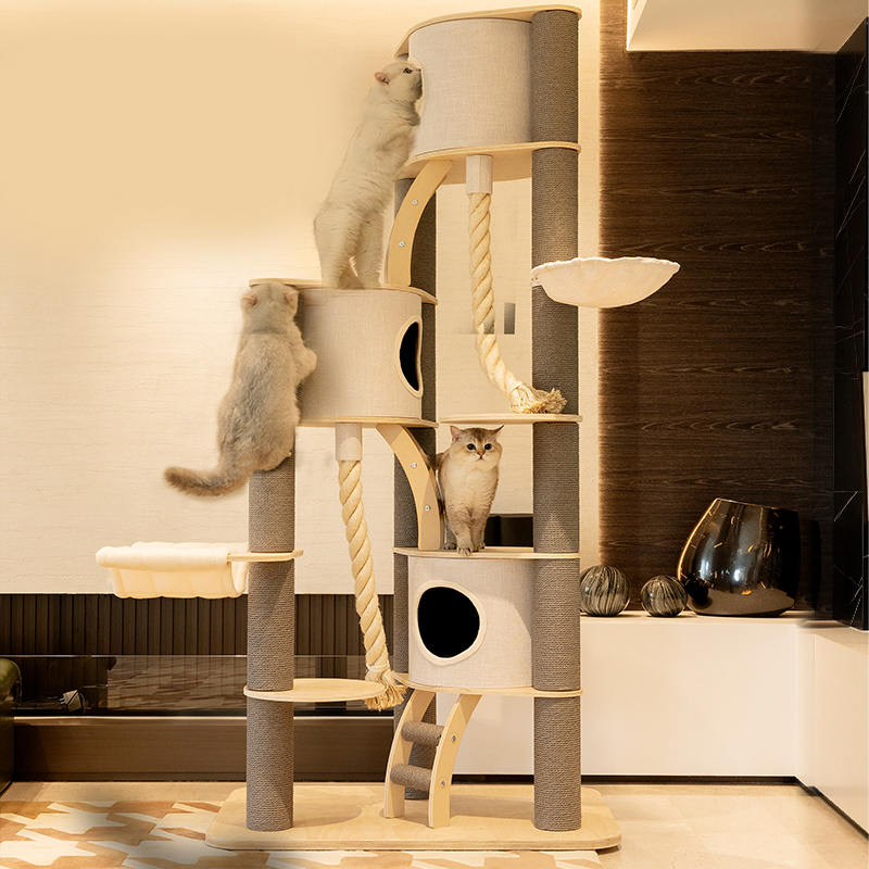 Torre Pavimento al soffitto Talbero gatto in legno in legno massiccio interno Torre Pavimento al soffitto Talbero gatto in legno in legno massiccio interno