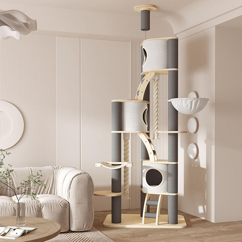 Torre Pavimento al soffitto Talbero gatto in legno in legno massiccio interno Torre Pavimento al soffitto Talbero gatto in legno in legno massiccio interno