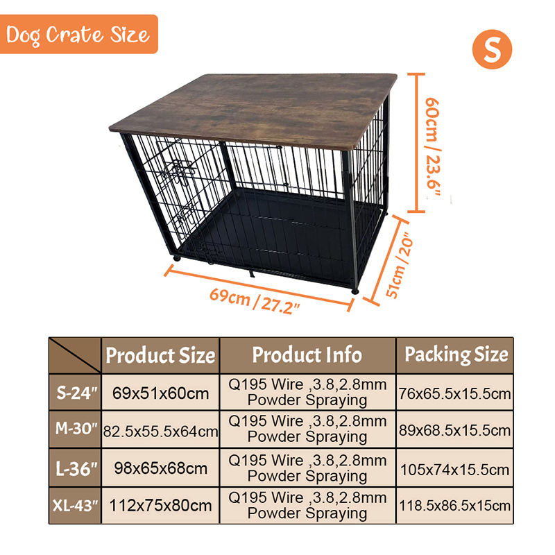 Grande gabbia per cani mobili in legno con vassoio rimovibile Grande gabbia per cani mobili in legno con vassoio rimovibile