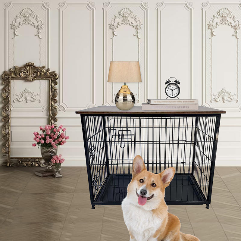 Grande gabbia per cani mobili in legno con vassoio rimovibile Grande gabbia per cani mobili in legno con vassoio rimovibile