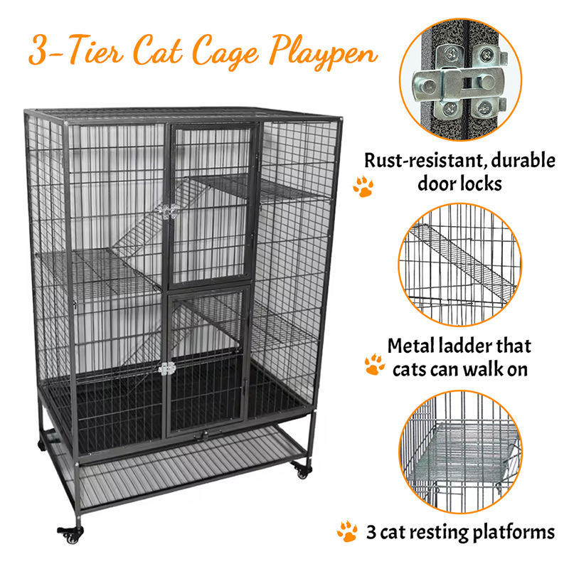 Grande gabbia per gatto da gatto da gatto da gallina da 2/3/3/3/4 livelli con ruote Grande gabbia per gatto da gatto da gatto da gallina da 2/3/3/3/4 livelli con ruote