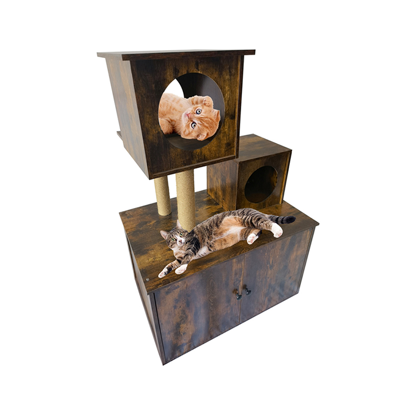 Torre di gatto in legno Torre Crampica per gatto interno con lettiera Torre di gatto in legno Torre Crampica per gatto interno con lettiera