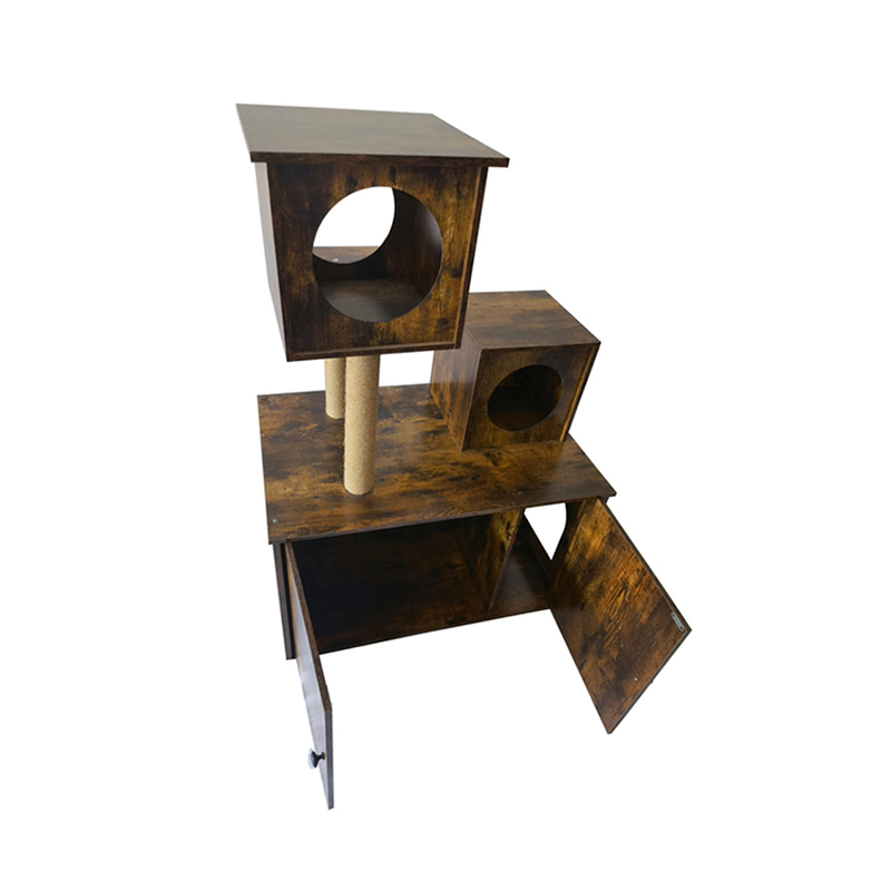 Torre di gatto in legno Torre Crampica per gatto interno con lettiera Torre di gatto in legno Torre Crampica per gatto interno con lettiera