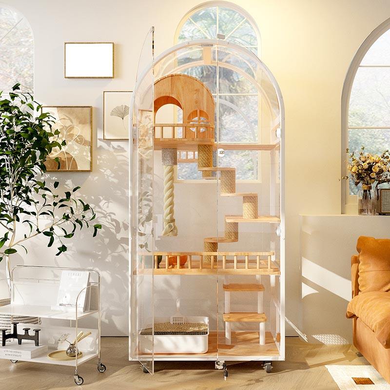 Hotel per gatti in legno interno Hotel Panoramica Villa Solid Cat Gage Armadio Hotel per gatti in legno interno Hotel Panoramica Villa Solid Cat Gage Armadio