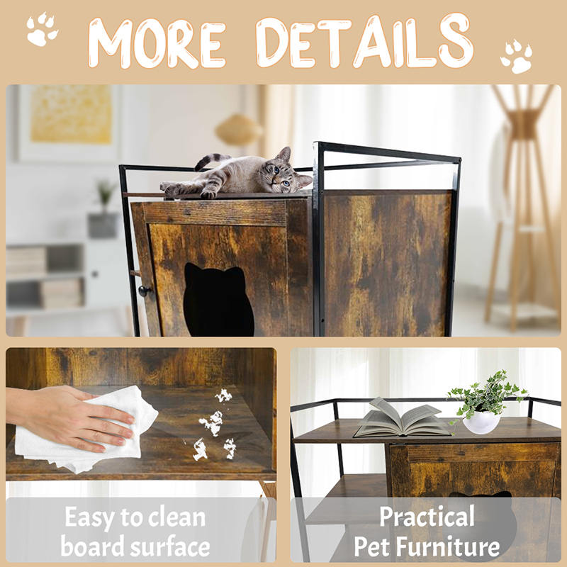 Gabbia per gatti in stile mobili con cabinetto di lettiera Gabbia per gatti in stile mobili con cabinetto di lettiera