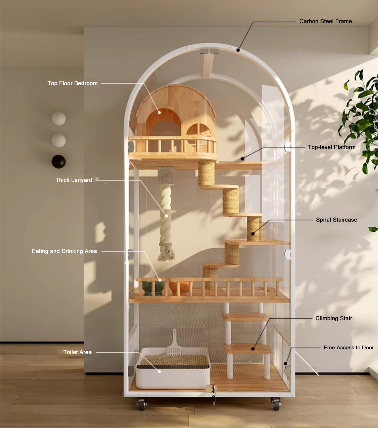 Hotel per gatti in legno interno Hotel Panoramica Villa Solid Cat Gage Armadio Hotel per gatti in legno interno Hotel Panoramica Villa Solid Cat Gage Armadio