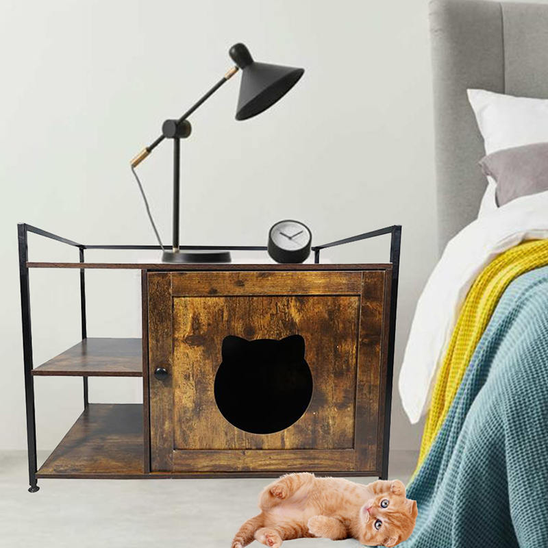 Gabbia per gatti in stile mobili con cabinetto di lettiera Gabbia per gatti in stile mobili con cabinetto di lettiera