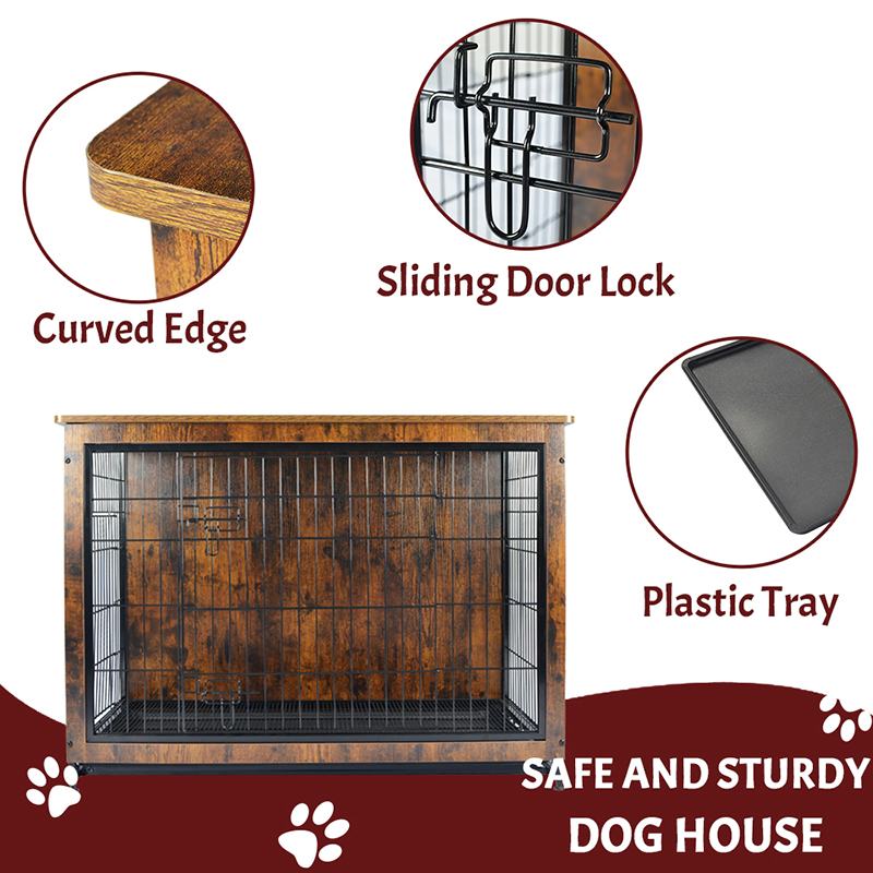 Cage per cani in metallo in stile mobili in legno interno Cage per cani in metallo in stile mobili in legno interno