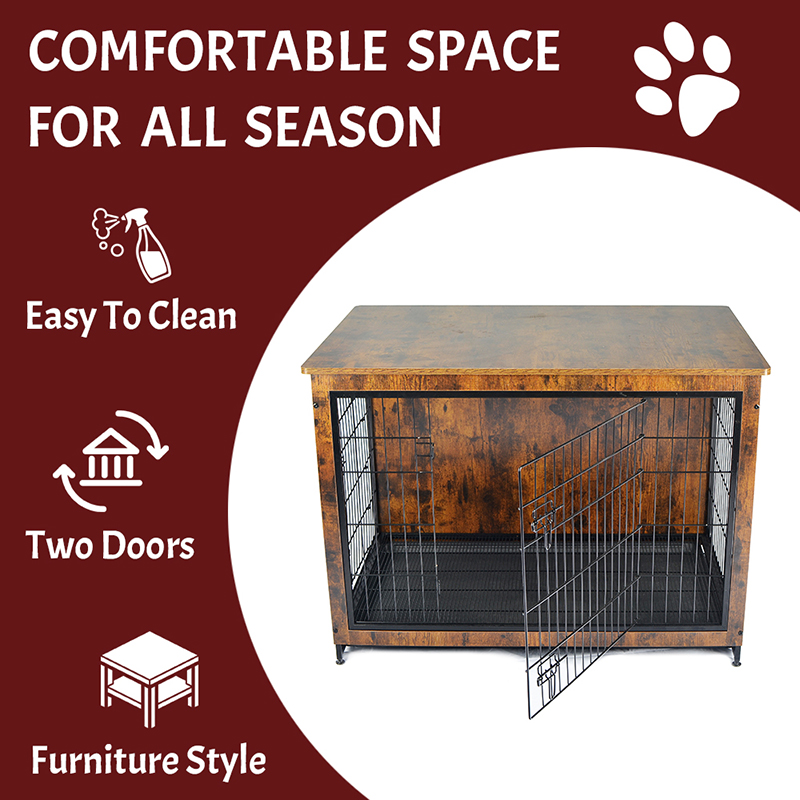 Cage per cani in metallo in stile mobili in legno interno Cage per cani in metallo in stile mobili in legno interno