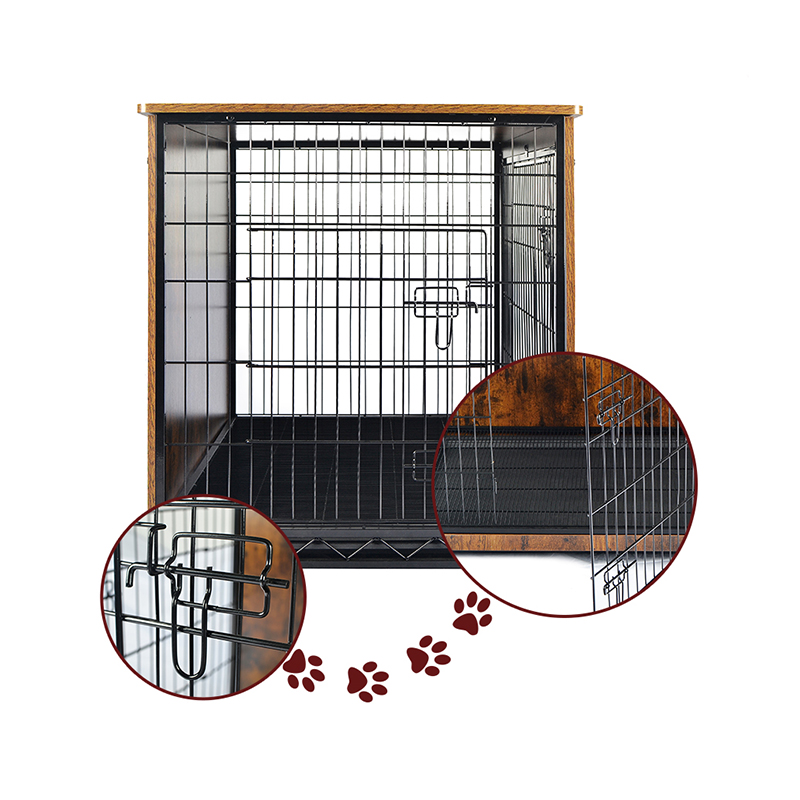 Cage per cani in metallo in stile mobili in legno interno Cage per cani in metallo in stile mobili in legno interno
