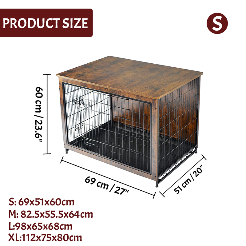 Cage per cani in metallo in stile mobili in legno interno Cage per cani in metallo in stile mobili in legno interno