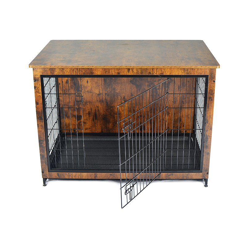 Cage per cani in metallo in stile mobili in legno interno Cage per cani in metallo in stile mobili in legno interno