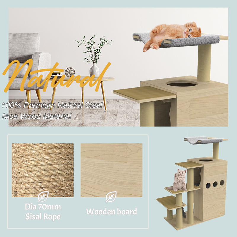 Tela da arrampicata con gatto con cat dell'albero gatto con torre in legno con pali di graffi di sisal Tela da arrampicata con gatto con cat dell'albero gatto con torre in legno con pali di graffi di sisal
