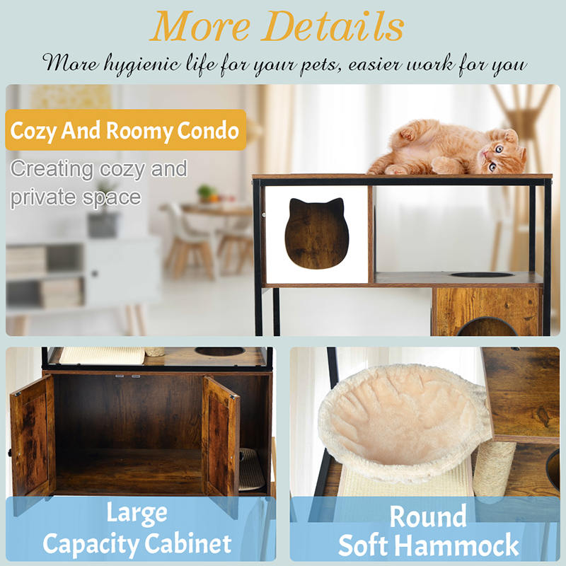 Albero di gatto con gatto da gatto da gatto interno con amaca e cabinetto Albero di gatto con gatto da gatto da gatto interno con amaca e cabinetto