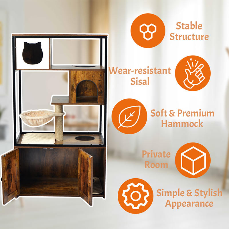 Albero di gatto con gatto da gatto da gatto interno con amaca e cabinetto Albero di gatto con gatto da gatto da gatto interno con amaca e cabinetto