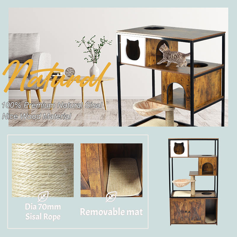 Albero di gatto con gatto da gatto da gatto interno con amaca e cabinetto Albero di gatto con gatto da gatto da gatto interno con amaca e cabinetto