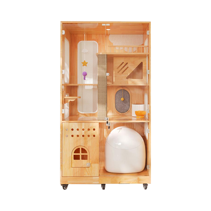 Panoramica Casa per gatti in legno in legno massiccio di villa interna