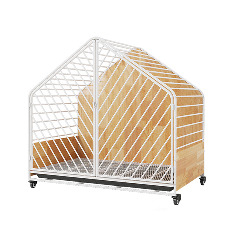Grande gabbia per cani da interno in acciaio in legno
